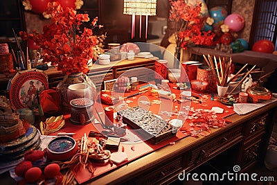 Virtual Happy Chinese New Year DIY Craft Stock Photo