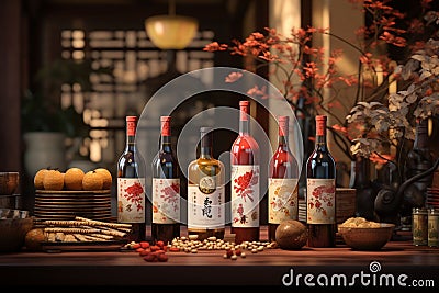 Virtual Happy Chinese New Year Wine Tasting Stock Photo