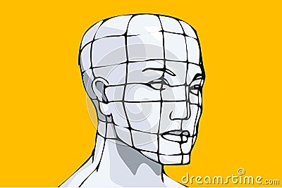 Virtual head cyborg design Stock Photo