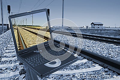 Virtual journey to the unknown Stock Photo