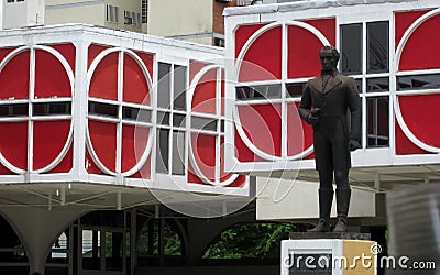 Virtual Libraries and The Statue Editorial Stock Photo