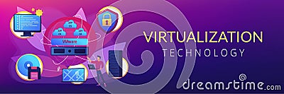 Virtualization technology concept banner header Vector Illustration