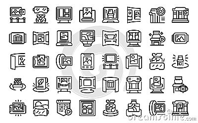 Virtual Museum icons set outline vector. Science technology Vector Illustration