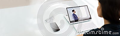 Virtual Online Video Conference Coach Training Stock Photo