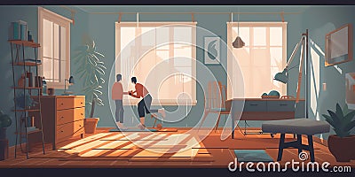 Virtual Physical Therapy: patient doing physical therapy exercises in their home Stock Photo