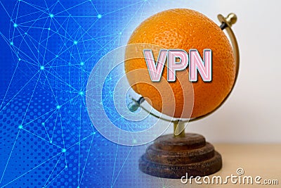 Virtual Private Network on globe Earth, virtuelles Netzwerk, tech background, business VPN solutions for enterprise to secure data Stock Photo