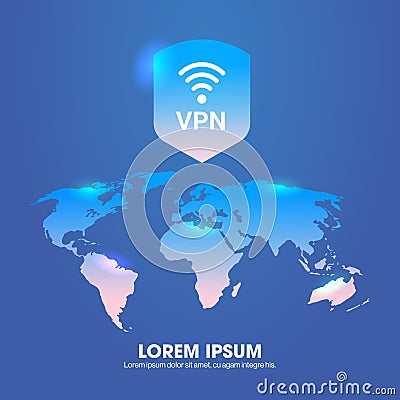 Virtual private network web security privacy concept secure vpn connection personal data protection Vector Illustration