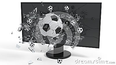 Virtual reality, broken glass ball on the screen, 3d rendering Stock Photo