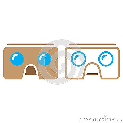 Virtual reality cardboard glasses line icon, vr headset outline Vector Illustration