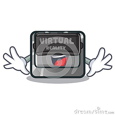 Virtual reality character ctrl button attached on computer Vector Illustration