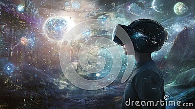 A virtual reality constructed from materialized imagination maintained by programmers Stock Photo