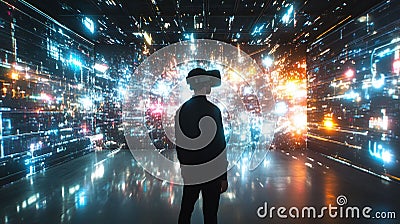 A virtual reality constructed from materialized imagination maintained by programmers Stock Photo