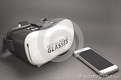 VIRTUAL REALITY - GLASSES AND PHONE VR Stock Photo