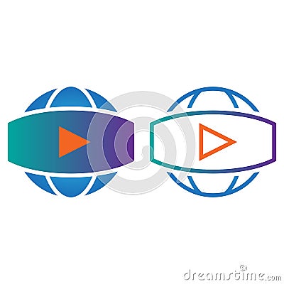 Virtual reality headset line icon, outline and solid vector sign Vector Illustration