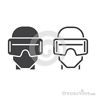 Virtual reality headset line icon, outline and solid vector sign Vector Illustration