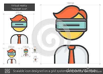 Virtual reality headset line icon. Vector Illustration