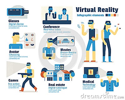 Virtual reality, infographic elements Cartoon Illustration
