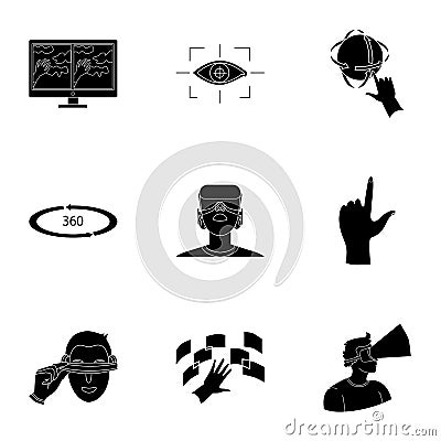 Virtual reality set icons in black style. Big collection of virtual reality vector symbol Vector Illustration