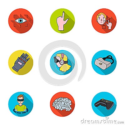 Virtual reality set icons in flat style. Big collection of virtual reality vector symbol stock illustration Vector Illustration