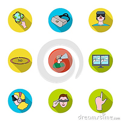 Virtual reality set icons in flat style. Big collection of virtual reality vector symbol stock illustration Vector Illustration