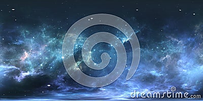 Virtual reality stellar system and nebula. Panorama, environment 360 HDRI map. Equirectangular projection, spherical panorama. Cartoon Illustration