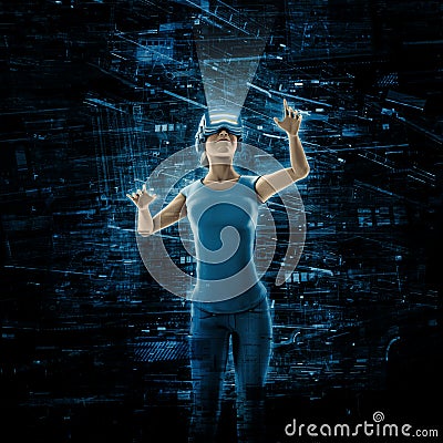 Virtual reality woman Cartoon Illustration