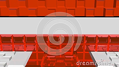 Virtual red white patterned background with crystal at floor Cartoon Illustration