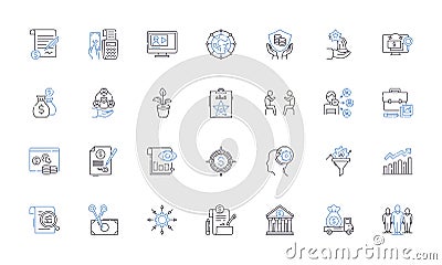 Virtual retailers line icons collection. E-commerce, Online shopping, Digital storefronts, Cybermarkets, Virtual Vector Illustration