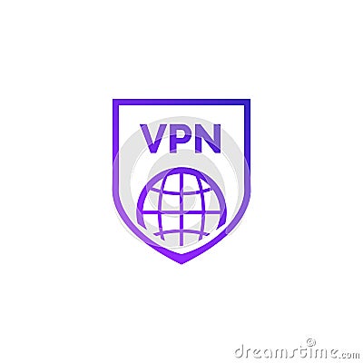 Virtual server vpn network line icon. Wifi private protect vector access safe logo shield protocol Vector Illustration