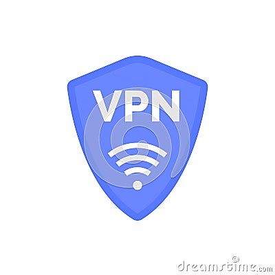 Virtual server vpn network line icon. Wifi private protect vector access safe logo shield protocol Vector Illustration