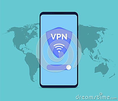 Virtual server vpn network line icon. Wifi private protect vector access safe logo shield protocol Vector Illustration