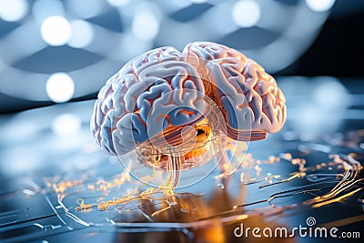 Virtual simulation of brain to explore intricate interplay of neural circuits Stock Photo