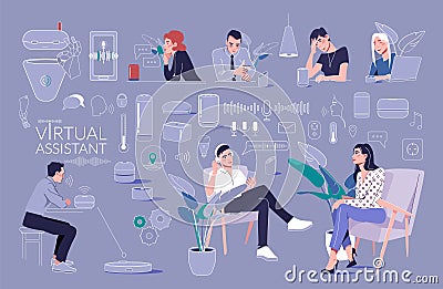 Virtual Smart Assistant Set Vector Illustration