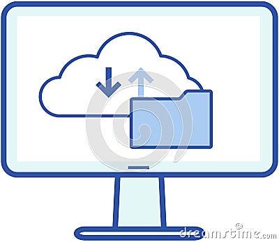 Virtual storage icon on computer screen. Service for saving personal data, program for uploading files Vector Illustration