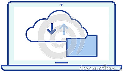 Virtual storage icon on laptop screen. Service for saving personal data, program for uploading files Vector Illustration