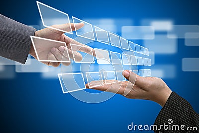 Virtual Technology Touch Screen Interface Stock Photo