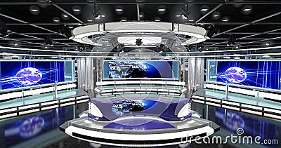 Virtual Tv News Set 1 Stock Photo