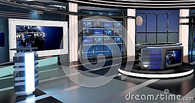 Virtual Tv News Set 27 Stock Photo