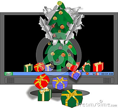 Virtual Xmas tree with gifts Vector Illustration