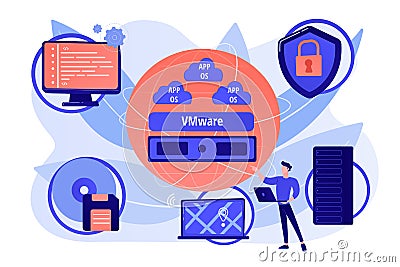 Virtualization technology concept vector illustration Vector Illustration