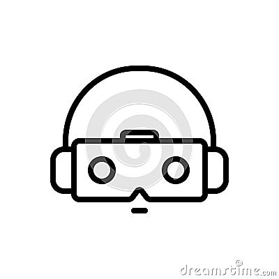 Black line icon for Virtually, technology and gamer Vector Illustration