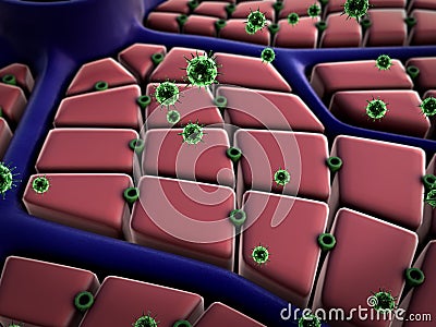 Virus penetrates the cell Stock Photo