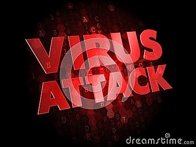 Virus Attack on Dark Digital Background. Stock Photo