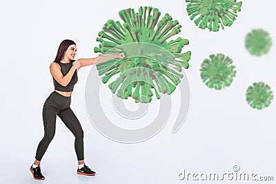 Virus attack, defend from the virus concep. COVID-19 Coronavirus protection with immune system. Stay healthy Stock Photo