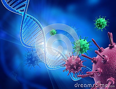 Virus attack on DNA Stock Photo