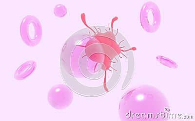 Virus attack sane cells Stock Photo