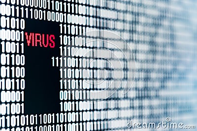 Virus in a backdoor of a sequence of bit figuring a software Stock Photo