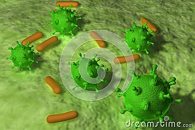 Virus and bacteria Stock Photo