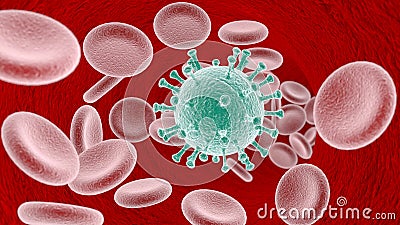 Virus in blood flowing through the vein Stock Photo