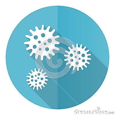 Virus blue round flat design vector icon isolated on white background, bacteria, pathogen, infection illustration in eps 10 Vector Illustration